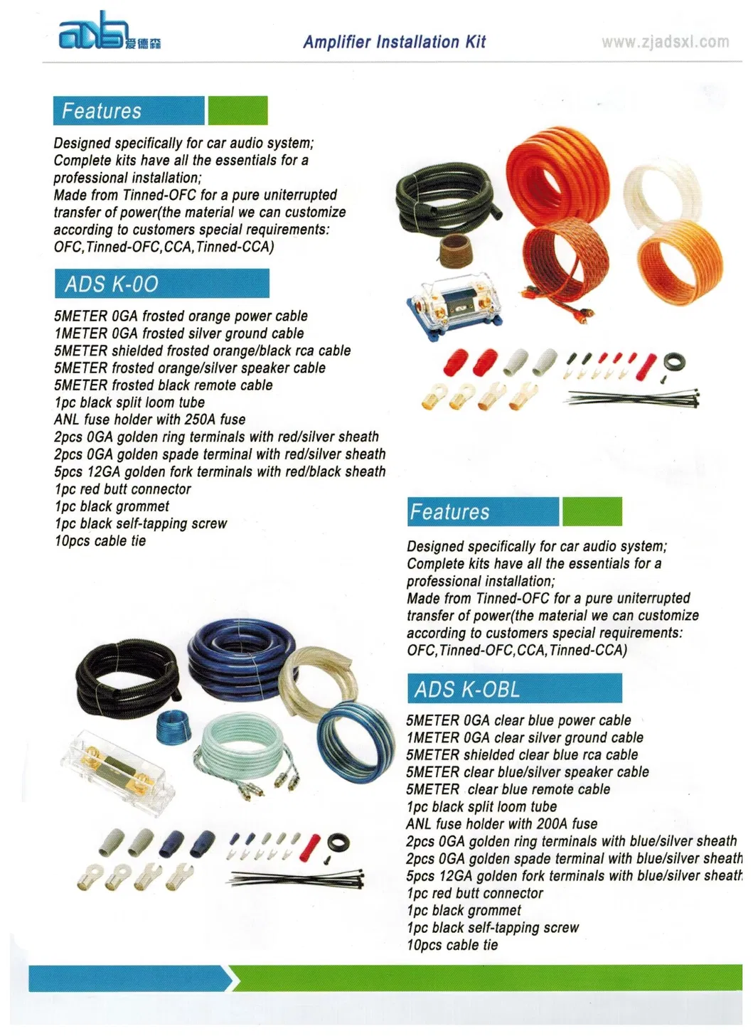 0ga Speaker Amplifier Car AMP Wiring Complete Super Flex Install Kit
