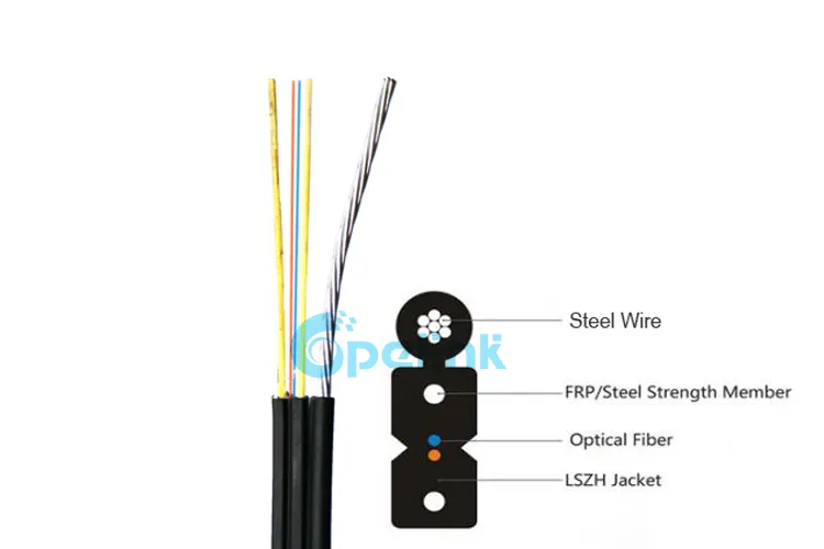 1/2/4core Bare Fibers Singlemode G657A1/G657A2, Metal Strength Member, FTTH Self-Supporting Bow-Type Stranded Steel Type Drop Fiber Optic Cable Gjyxch/GJYXFCH