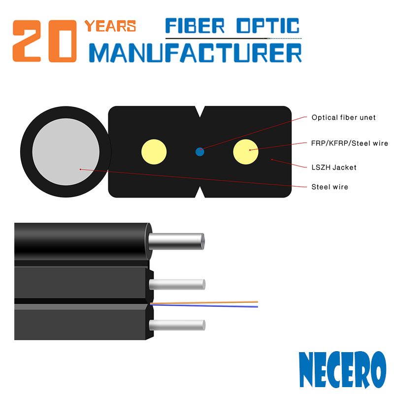 2 Fibers Single-Mode Single-Armored Kfrp Strength PE Custom Outdoor FTTH Duct Cable for Belgium Cabling Systems