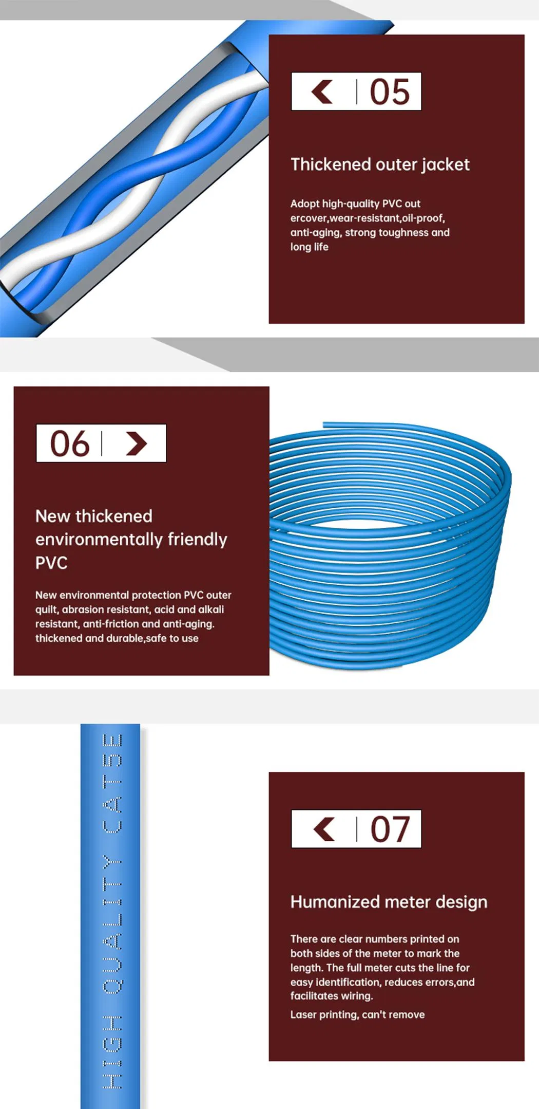305m LAN Cable Shielded Bulk Certifier CAT6 Cat 6 Cable for Network