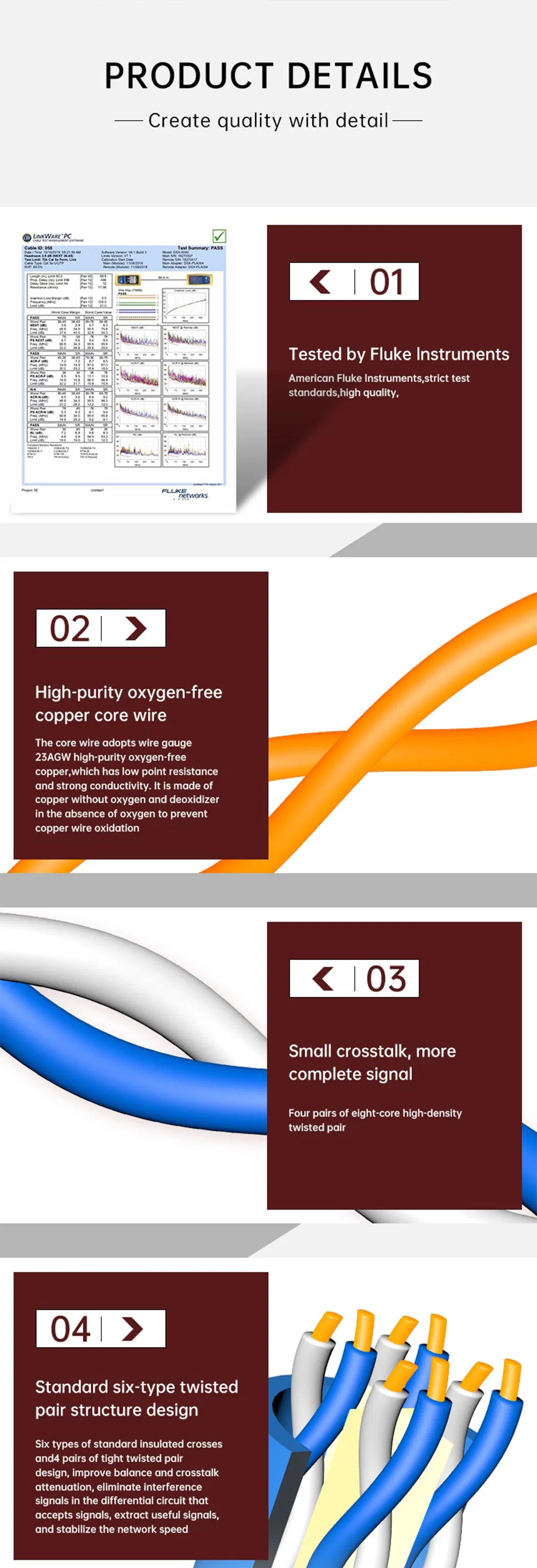 305m LAN Cable Shielded Bulk Certifier CAT6 Cat 6 Cable for Network