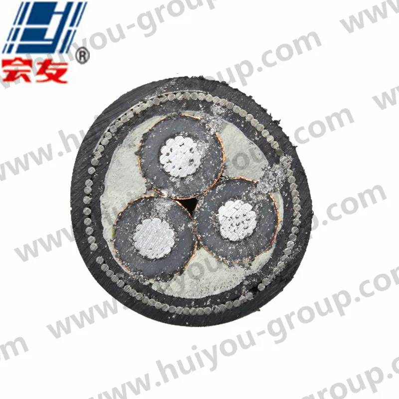 3c Aluminum Conductor XLPE Insulate Fine Round Steel Wire Armored PVC Sheath Cable