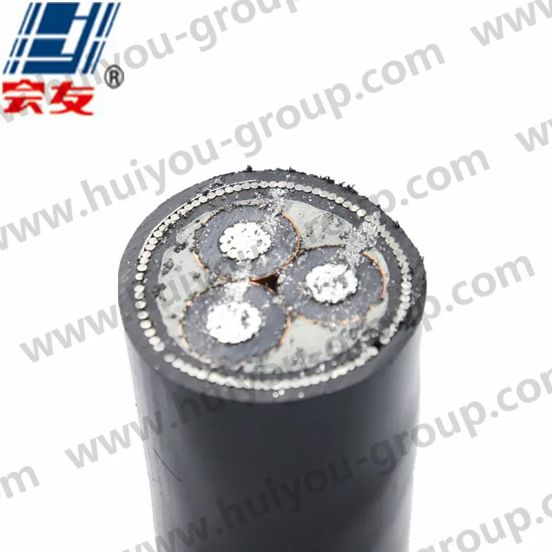 3c Aluminum Conductor XLPE Insulate Fine Round Steel Wire Armored PVC Sheath Cable