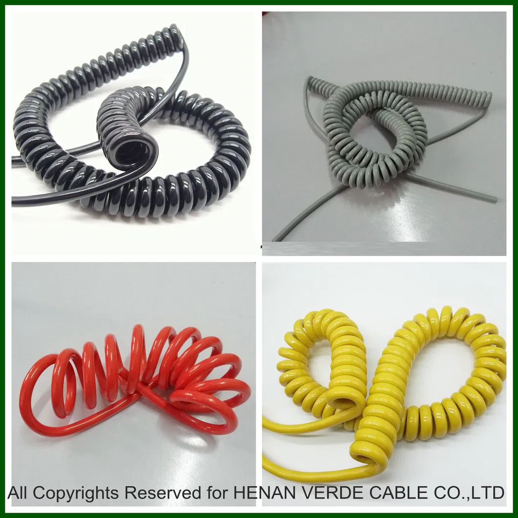 4 Cores Black Electrical PVC Flex Coil Curly Retractable Cable