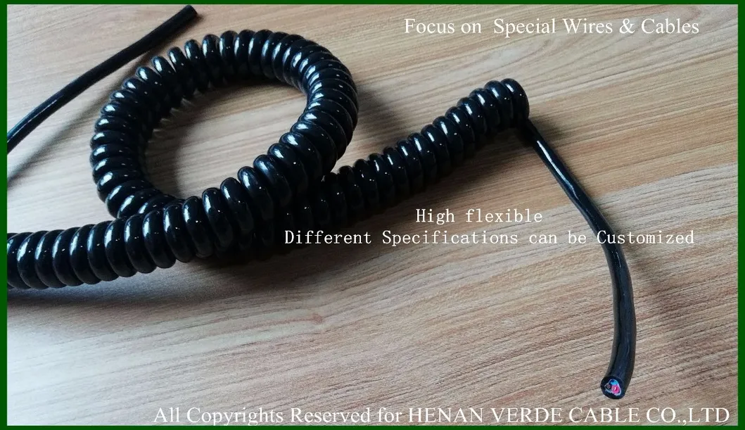 4 Cores Black Electrical PVC Flex Coil Curly Retractable Cable