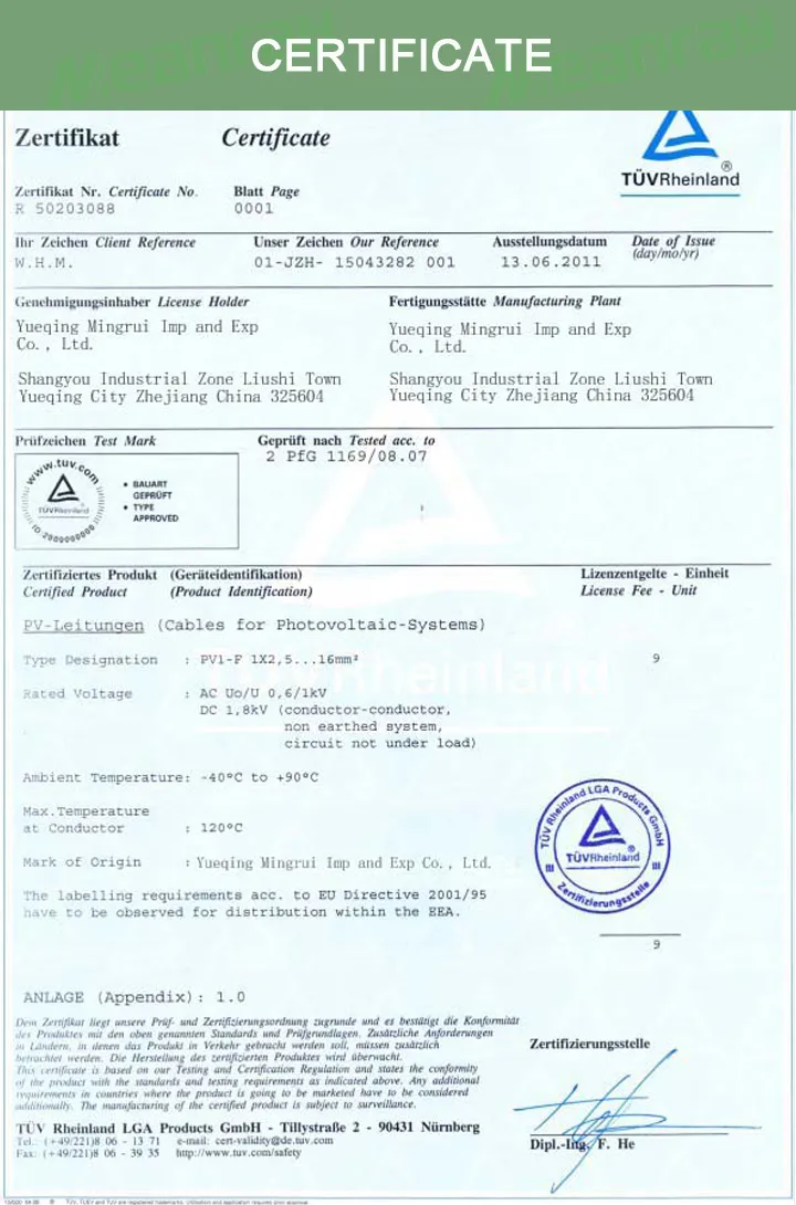 4mm2 Photovoltaic Cable Twin Core DC Cable Extension Cable