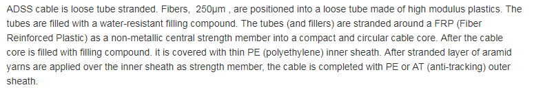 ADSS All Dielectric Self-Supporting Loose Tube 12c 8 Core Singlemode Aramid Yarns Fiber Optic Cable GYXTW Fiber Cable