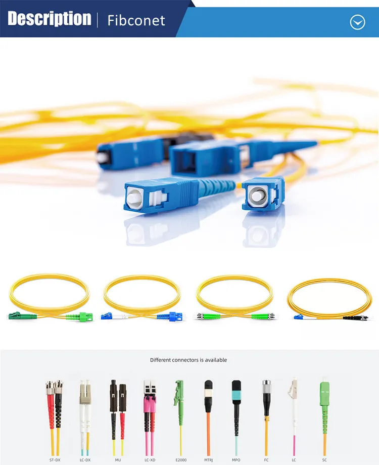 Bend Insensitive LC Upc to LC Upc Duplex Single Mode 2.0/3.0mm Fiber Optic Cable Patch Cord