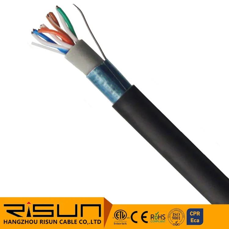 Cat5e Outdoor Direct Burial F/UTP Waterblock Tape Black UV Cmx