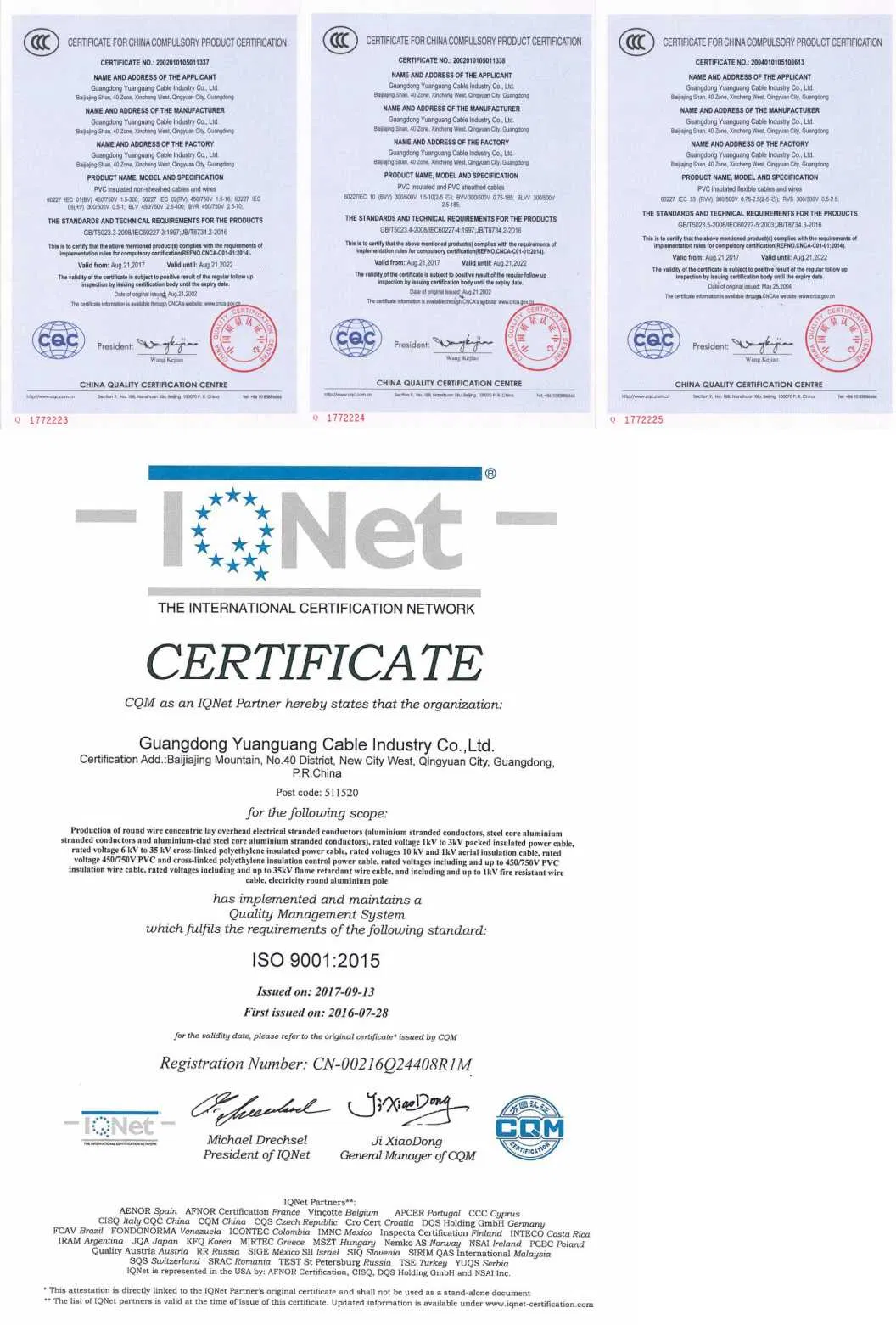 Ce CCC ISO Approved XLPE/PVC Insulated Electric Wire Power Cable