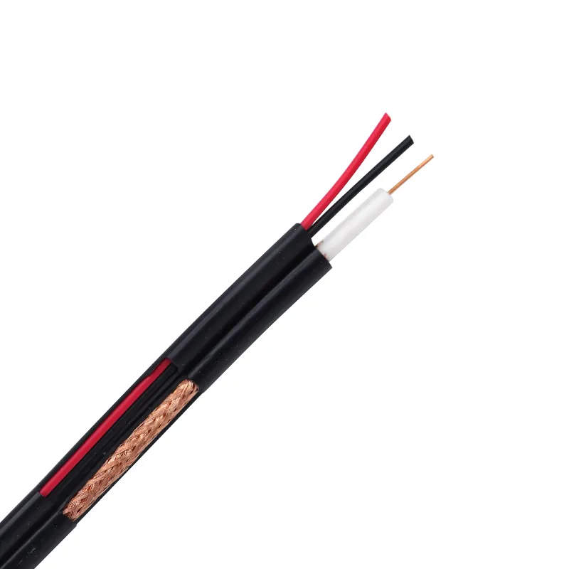 China Factory OEM Wholesale Coaixial CCTV 75ohm Rg59 2c Power Siam Kabel Siamese Camera HD Communication TV Rg59 Shotgun Coaxial Cable with 2 Core Power Wire