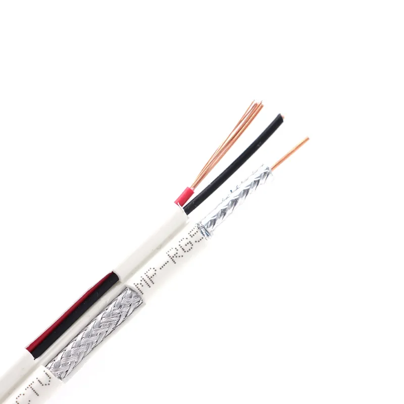 China Factory OEM Wholesale Coaixial CCTV 75ohm Rg59 2c Power Siam Kabel Siamese Camera HD Communication TV Rg59 Shotgun Coaxial Cable with 2 Core Power Wire