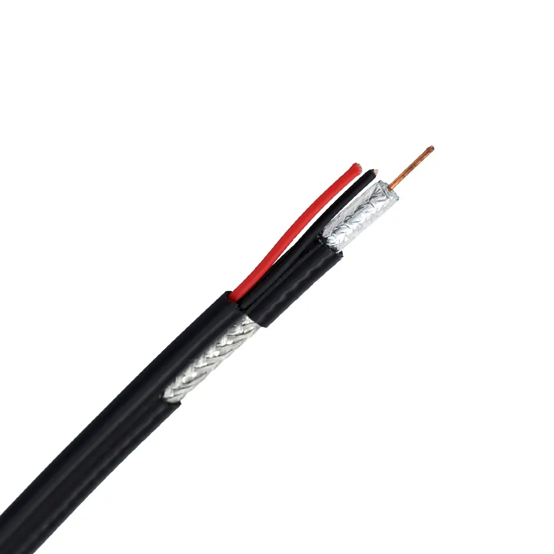 China Factory OEM Wholesale Coaixial CCTV 75ohm Rg59 2c Power Siam Kabel Siamese Camera HD Communication TV Rg59 Shotgun Coaxial Cable with 2 Core Power Wire