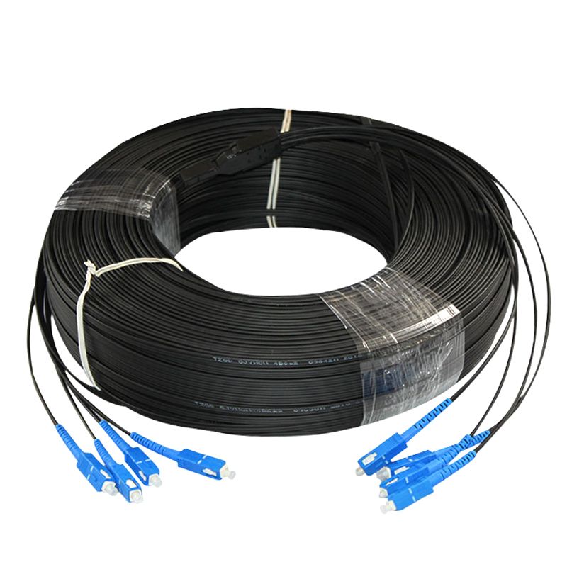 China Factory Wholesale Optic Fibre Cable 1 2 4 6 8 Core Indoor Outdoor Fiber Optic Drop Cable with Steel Wire or FRP Price Fiber Optic Cable