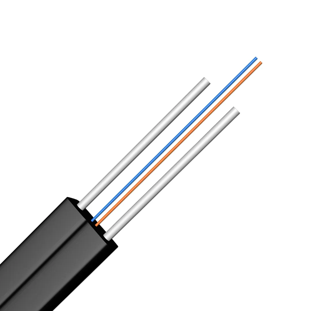 China Factory Wholesale Optic Fibre Cable 1 2 4 6 8 Core Indoor Outdoor Fiber Optic Drop Cable with Steel Wire or FRP Price Fiber Optic Cable