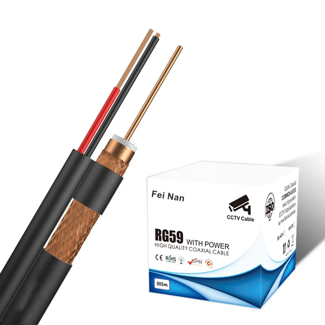 Factory Price Quality Bare Copper Coaxial Cable Rg59 RG6 with Power for CCTV