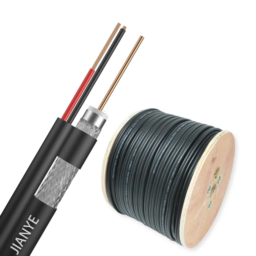 Factory Supply PVC Coated RG6 Communication Cable RG6+2DC Camera CATV CCTV Coaxial Cable