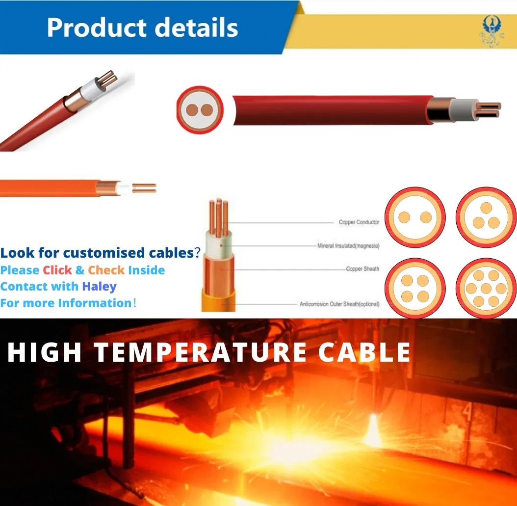 Fly750V 2 Cores Mineral Insulated Fire Resistant Cable Suitable for Oil Gas and Petroleum Industries, Airports Emergency Lighting Systems and Fire Alarm Systems