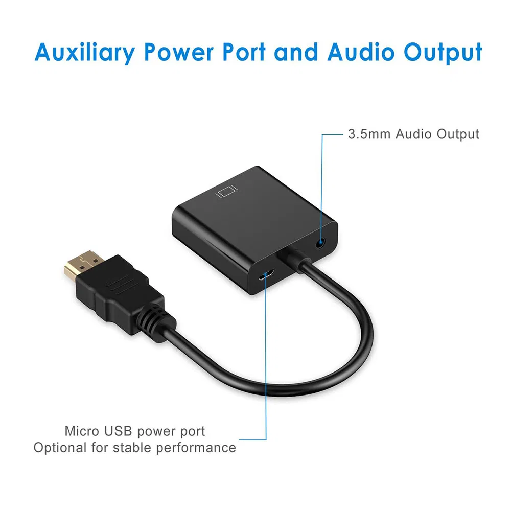 HDMI to VGA with Audio and Power Supply Converter, HDMI to VGA