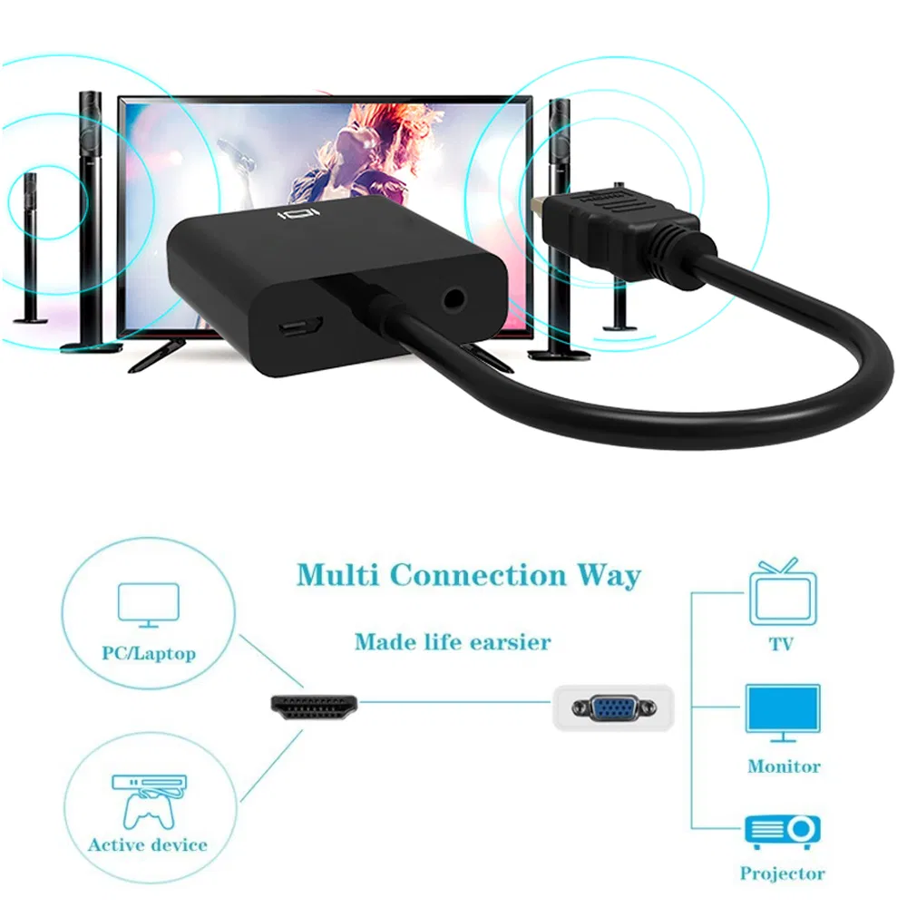 HDMI to VGA with Audio and Power Supply Converter, HDMI to VGA