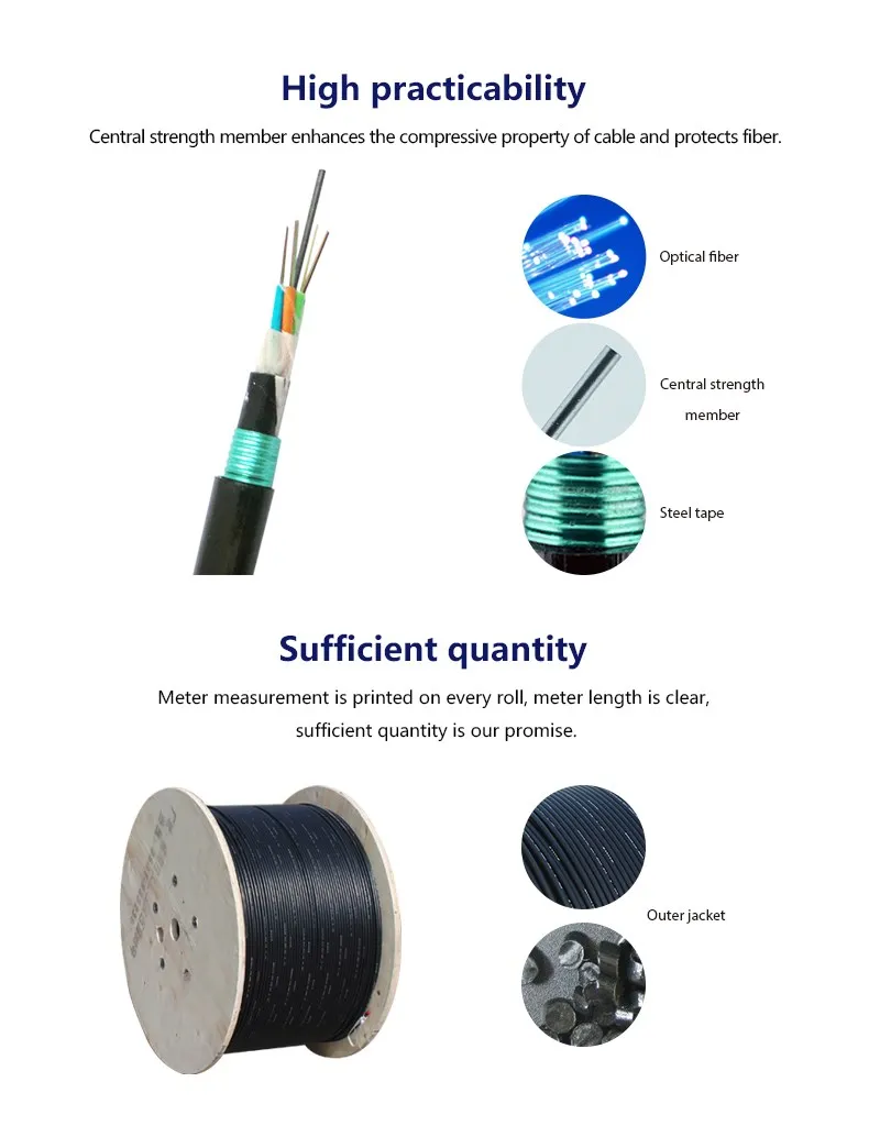 High Quality Direct Burial Fiber Optic Cable Armoured Cable GYTY53 Outdoor Fiber Optic Cable