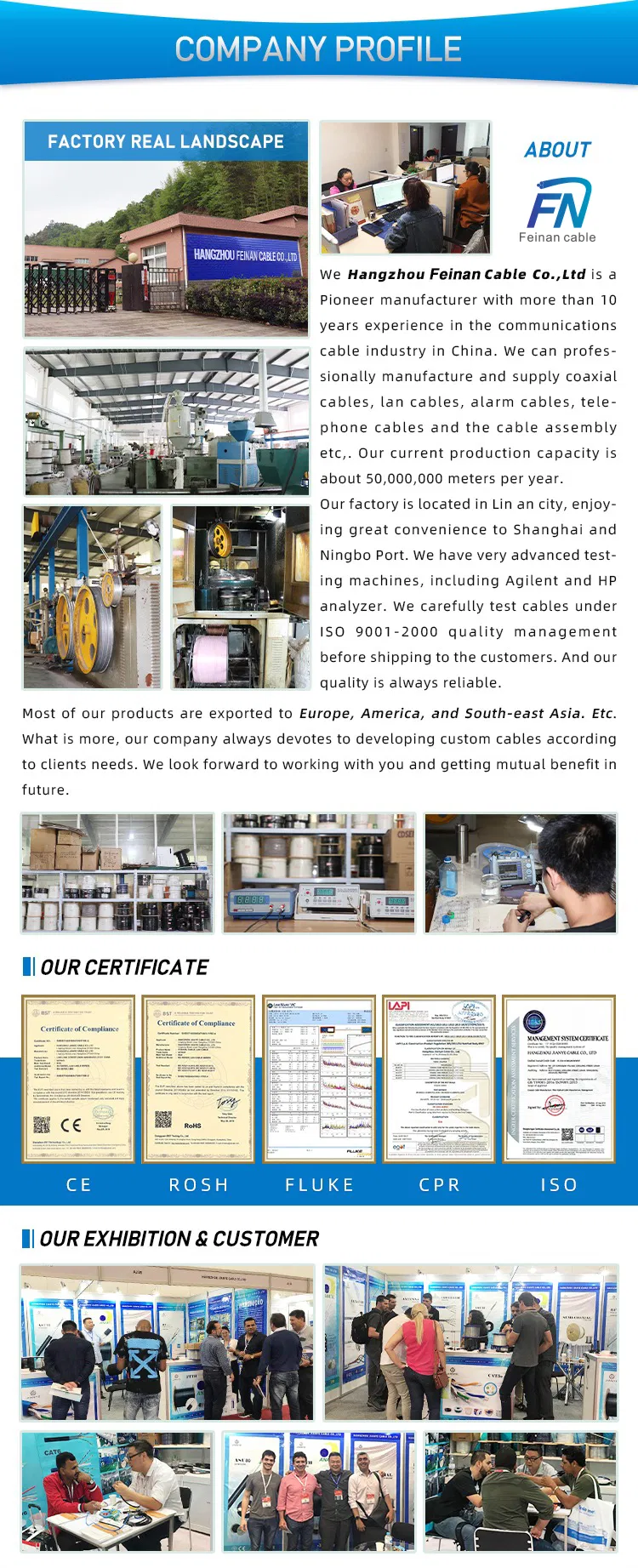 High Transmission 305m Rg59 with Power Coaxial Communication Cable for CCTV Camera Siamese