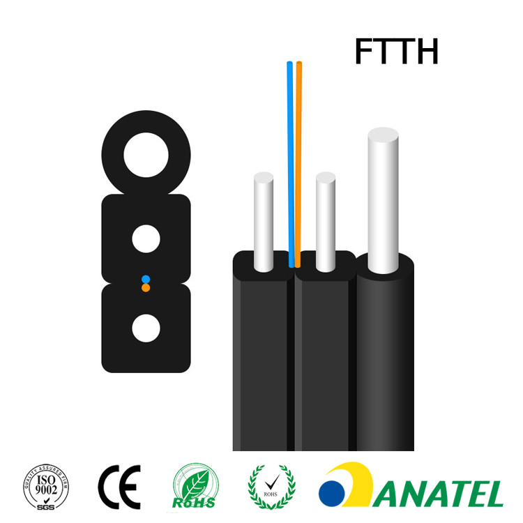 Indoor Outdoor 1 2 4 Core FTTH Fiber Optic Drop Cable