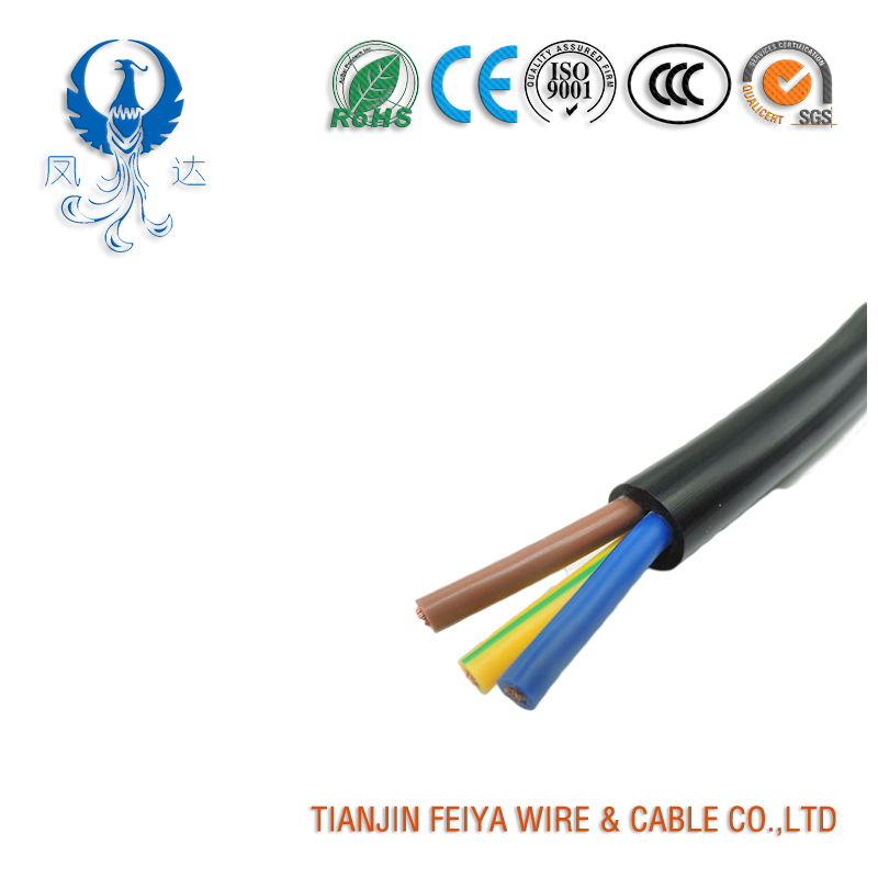 Industrial Cables H07bn4-F 3 Core 1.25 mm² Mains Power Cable, Black Rubber Sheathed Cable