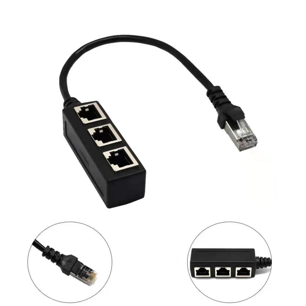 LAN Ethernet Network RJ45 Connector Splitter Adapter Cable for Networking Extension 1 Male to 3 Female/1 Female to Female