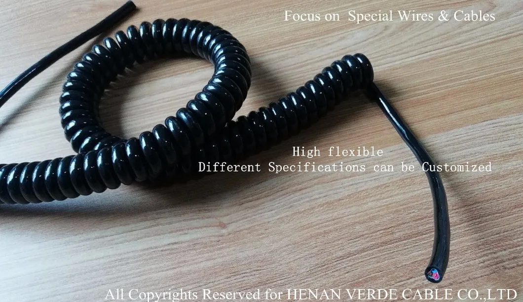Multicore Retractable PUR PVC Sheath Coiled Electric Wire Spiral Cable