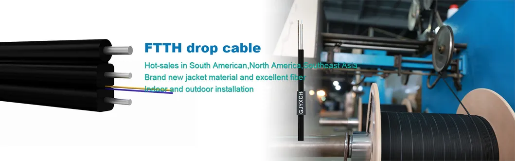 Non-Armored Optic Cable[ Gyxftpy] No Oil Water Blocking Yarn 657A1 Cable FTTH Flat Cable Gfrp Dry Type Twin Cable