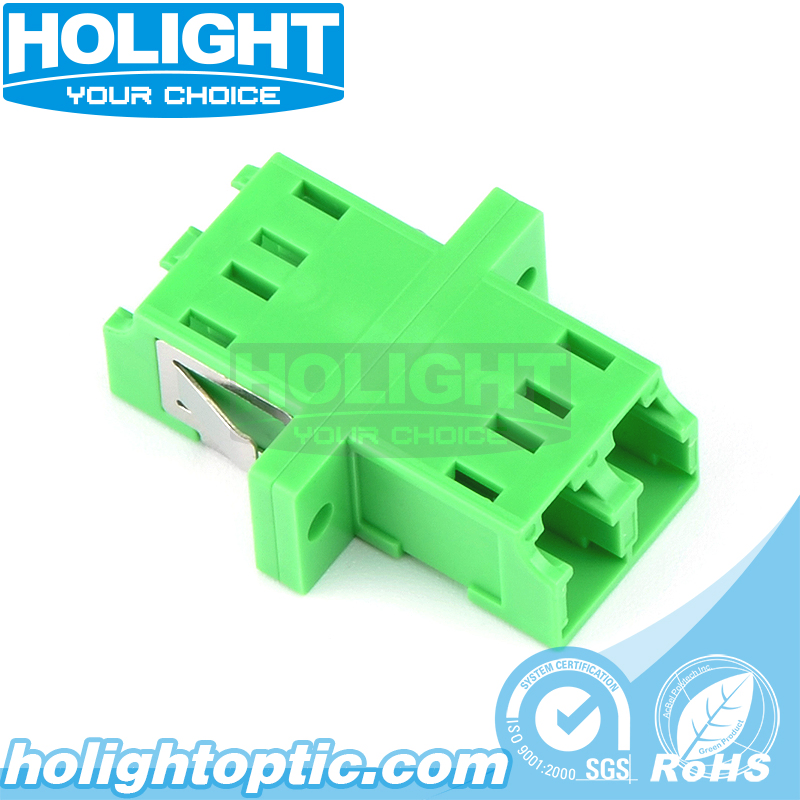 Optical LC/APC to LC/APC Single Mode Duplex Adapter with Flange