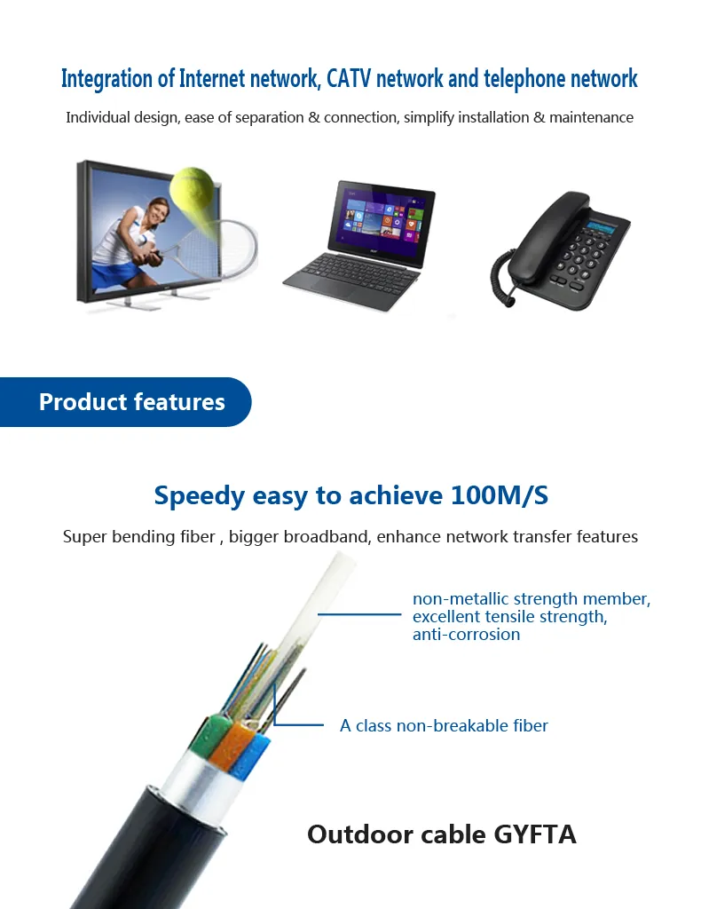 Outdoor Fiber Optic Cable 24 Core G Y F T A for Telecommunication Installation