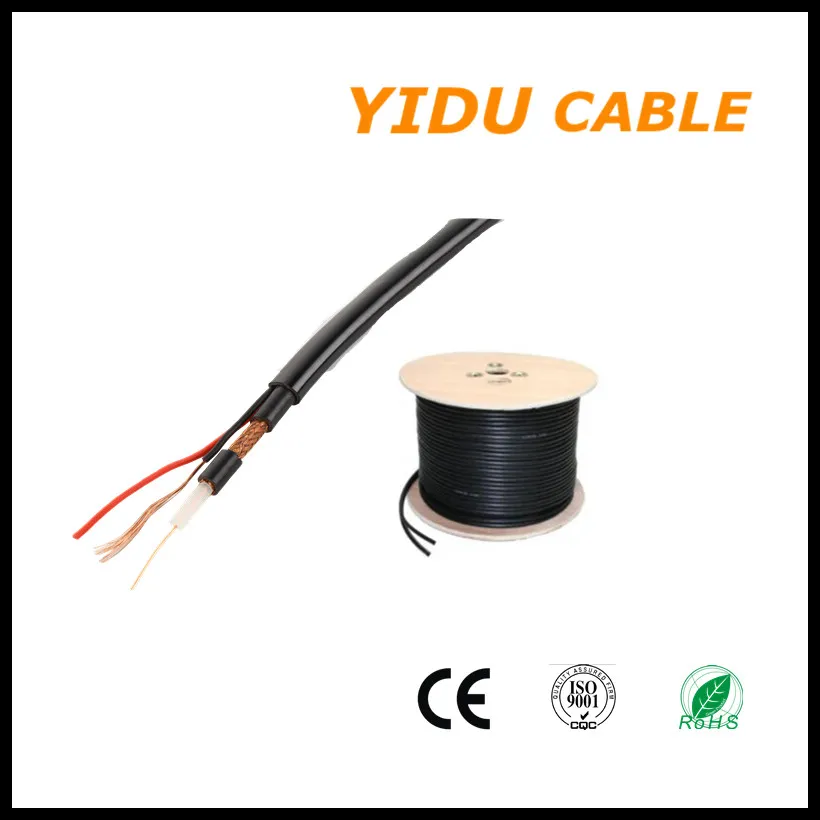 Rg59 with Power/ Rg59 +2c/ Solid PE/CCA Braiding/2*0.5mm2/0.75mm2 Coaxial Cable Combo Multimedia TV AV CCTV Camera Coax Siamese Cable