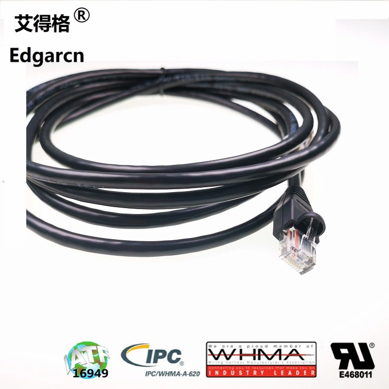 RJ45 Male to RJ45 Female Cat 5e UTP 26AWG Customized Panel Mount Cable Assembly