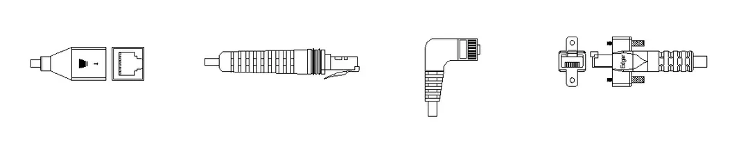 RJ45 Male to RJ45 Female Cat 5e UTP 26AWG Customized Panel Mount Cable Assembly