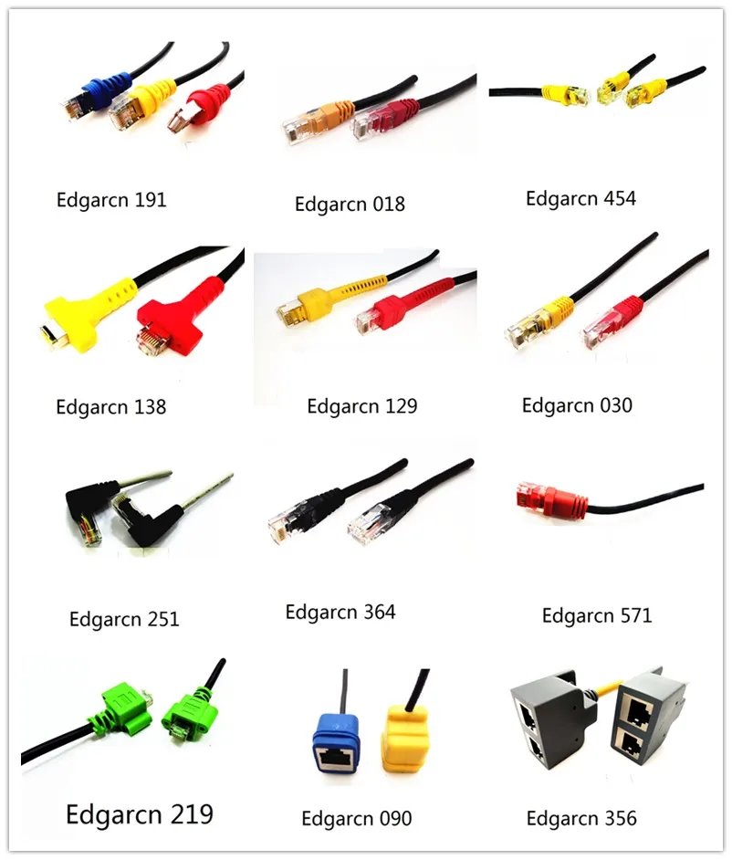 RJ45 Male to RJ45 Female Cat 5e UTP 26AWG Customized Panel Mount Cable Assembly