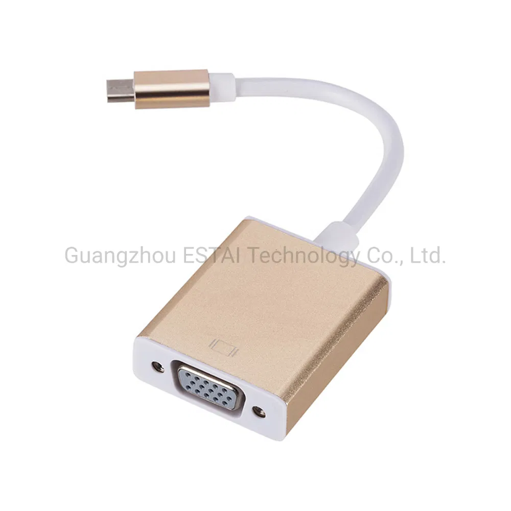 Support 1080P USB 3.1 Type-C Male to VGA Female Converter Cable adapter for Laptop to Projector HDTV Display USB C to VGA