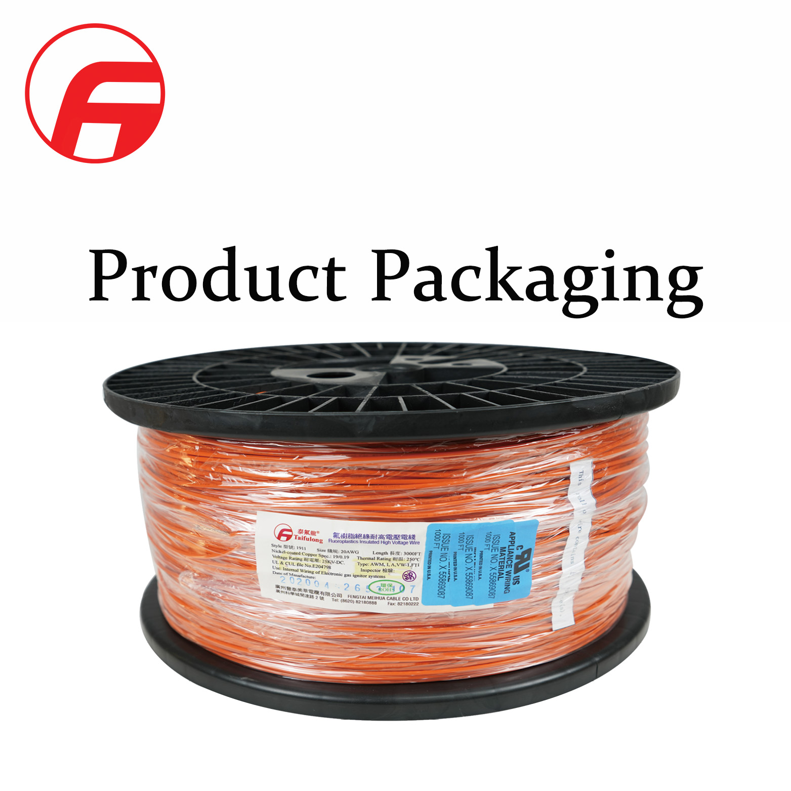 Taifulong PTFE High-Voltage UL1911 20AWG 250° C 15kv-DC Nickel Plated Copper Electric Wire High Temperature Resistan Teflon Cable