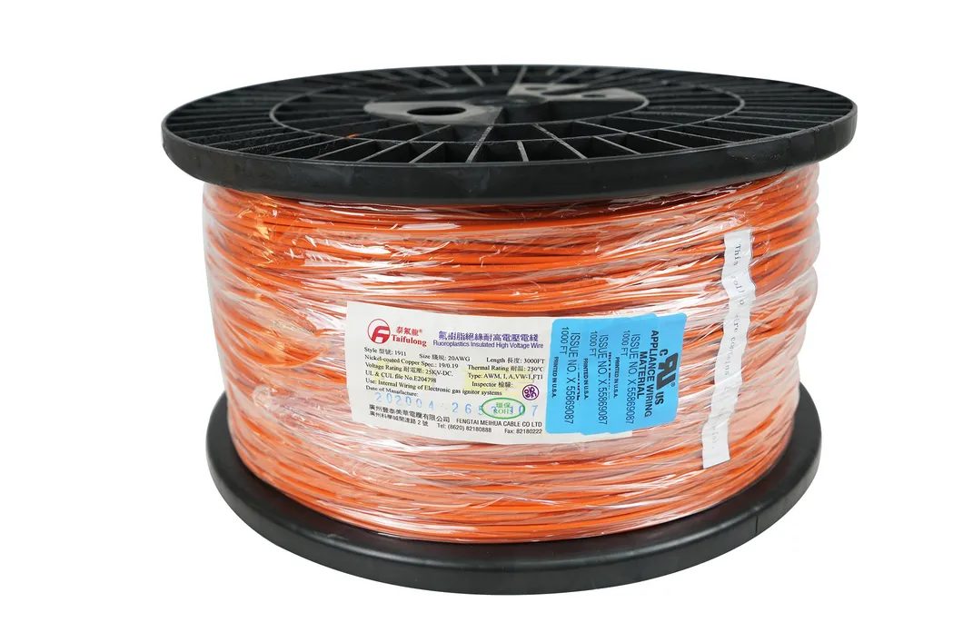Taifulong PTFE High-Voltage UL1911 22AWG 250° C 25kv-DC Nickel Plated Copper Electric Wire Manufacturer Teflon Electronic Cable