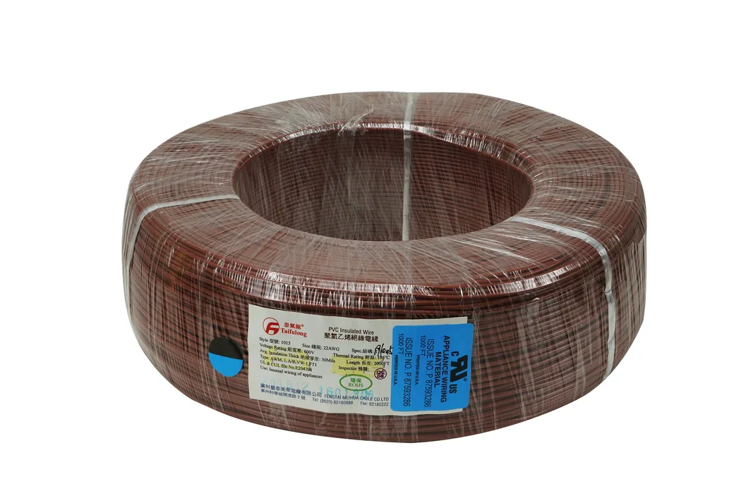 Taifulong PVC UL1015 18AWG 105° C 600V Tinned Copper Electric Wire Fluoroplastic Cable