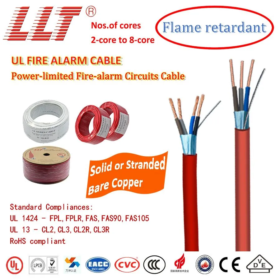 UL Listed 2 Core 14AWG Power Limited Circuit Cable Fire Alarm System Fire Alarm Control