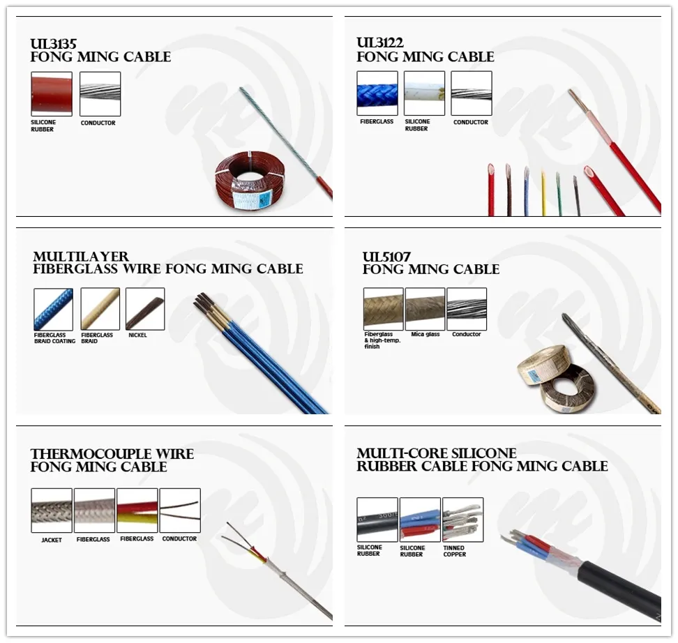 UL3075 600V 200c 16AWG Silicone Rubber Insulation Fiberglass Braided Wire