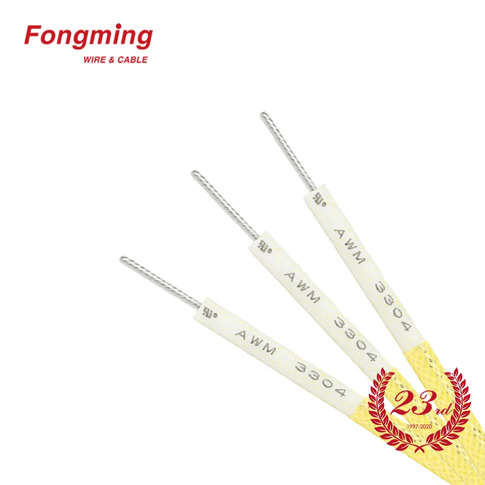 UL3304 10kv 200 Degree Celcius Silicone Rubber Fiberglass Braid Wire