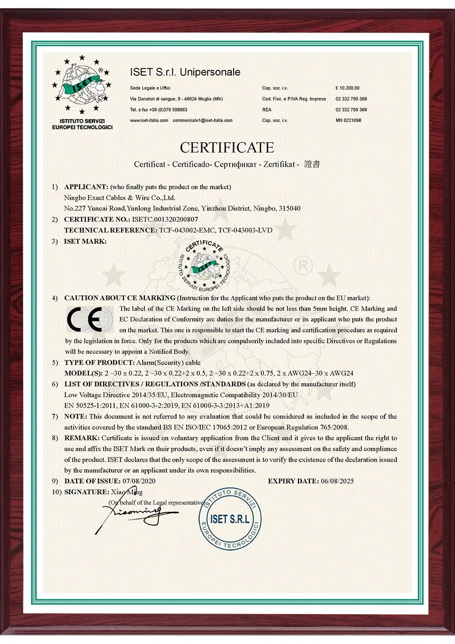 Unshielded Stranded TC Tinned Copper conductor LSOH Insulation and Jacket CPR Eca 14x0.22mm2 Alarm Cable Signal Cable